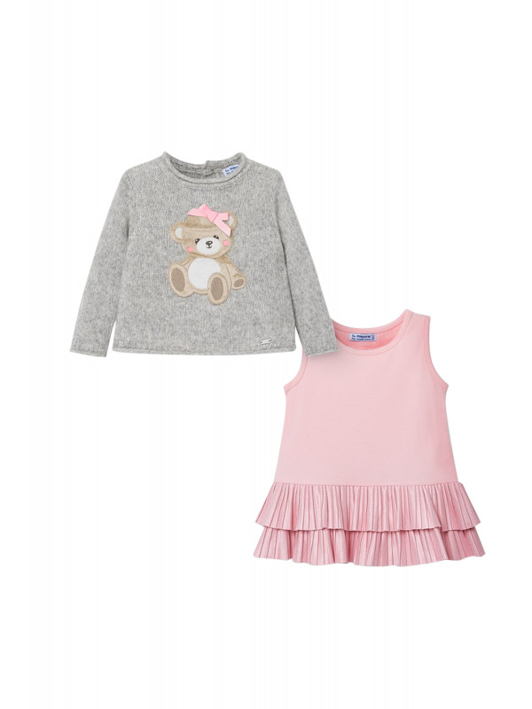 KNIT DRESS WITH BEAR DESIGN FOR BABY GIRL
