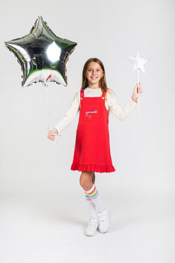 GIRLS DRESS WITH COSMIC COVBOYS EMBROIDERED