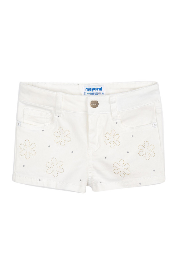 SHORTS WITH DECORATIVE FLOWERS FOR GIRL