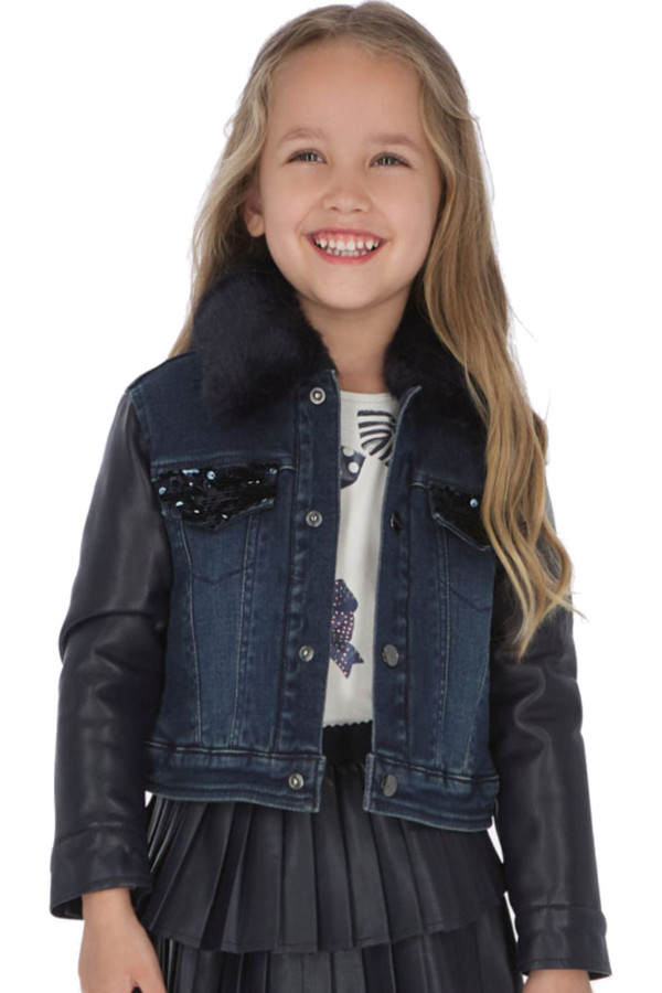COMBINED LEATHERETTE JACKET FOR GIRL