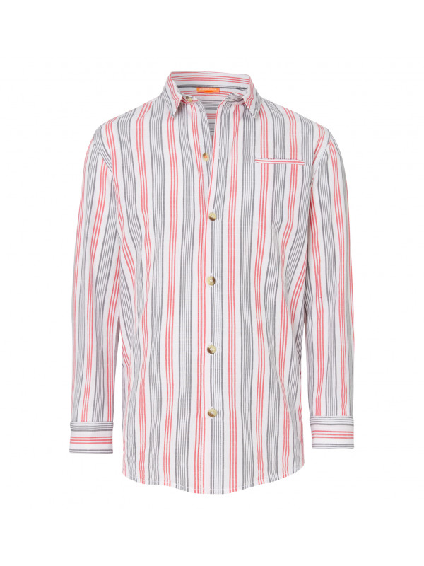 BOYS RED AND GREY STRIPE COTTON SHIRT