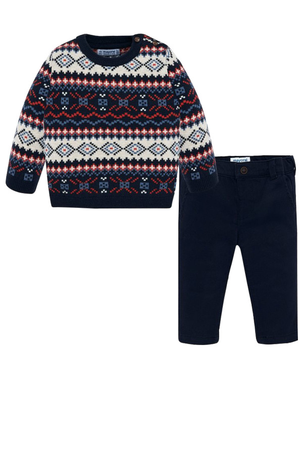 TROUSERS AND PATTERNED JUMPER SET FOR BABY BOY