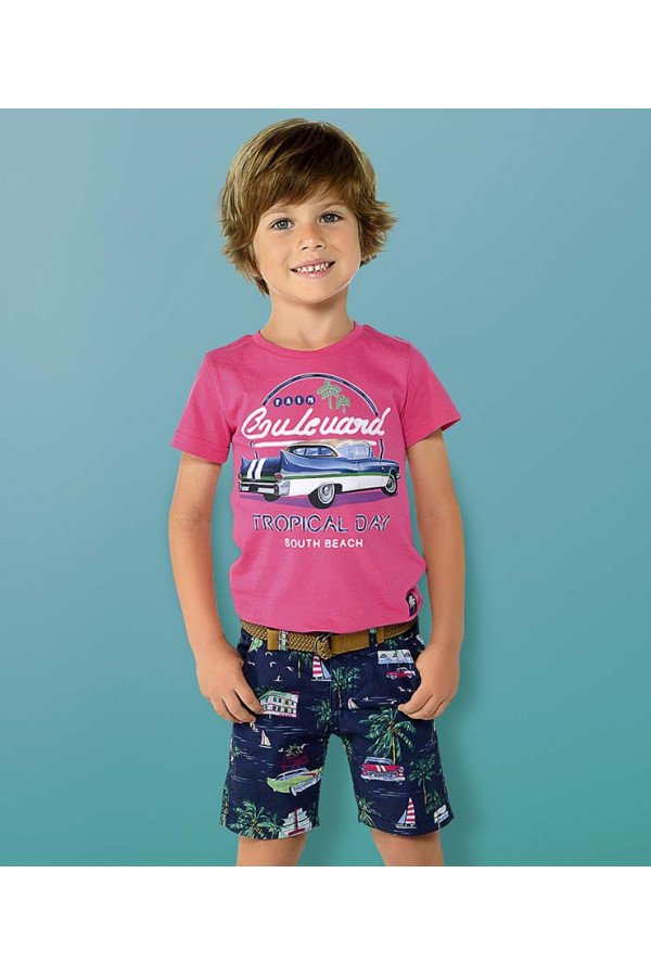 PATTERNED BERMUDA SHORTS WITH BELT FOR BOY