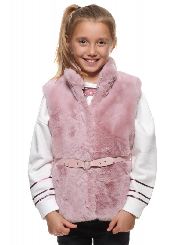 FAUX FUR GILET WITH BELT FOR GIRL